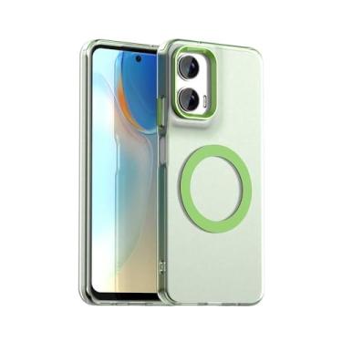 Imagem de Pzwoxukhov Capa compatível com Motorola Moto G35 5G, suporta carregamento sem fio, capa magnética à prova de choque, compatível com Motorola Moto G35 5G capa verde