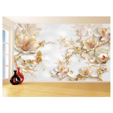 Imagem de Papel De Parede 3D Floral Textura Sala Flores 3,5M Xfl348 - Você Decor