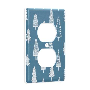 Imagem de Blueangle Placa de parede de tomada dupla para árvore de Natal, tamanho padrão, placas de cobertura de tomada elétrica de 1 gangue para decoração de quarto de escritório em casa, 4,53 x 2,76 polegadas