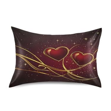 Imagem de SEHANY Capas de almofada de seda para cabelo e pele para o Dia dos Namorados, capas de almofada de cetim respiráveis macias e refrescantes com fecho de envelope, tamanho king (50,8 x 66 cm)