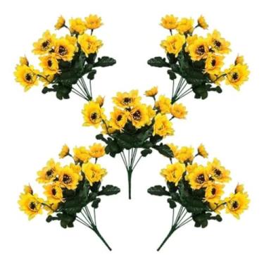 Imagem de Kit 5 Buquês de Girassol Artificial com 23 Flores – Arranjo Decorativo para Casamento, Festas e Decoração de Ambientes(5 UNIDADES)