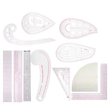 Imagem de Conjunto de régua de costura Régua de medida multifuncional Conjunto de régua de costura DIY para costura Costura Alfaiataria Artesanato Material de PVC de alta qualidade 11 peças