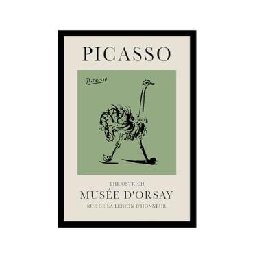 Imagem de Impressão em tela verde sálvia Pablo Picasso animais esboço arte de parede gato cão pássaro cavalo impressão linha abstrata desenho pôsteres para quarto casa escritório decoração (SKU17,8x30,5 cm =
