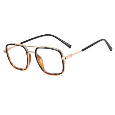 Imagem de Armação de óculos de metal da moda masculina, tamanho grande, com dobradiça de mola (6)