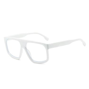 Imagem de Óculos de sol retrô masculino, fashion, transparente, espelhado, UV400, feminino (branco, transparente)