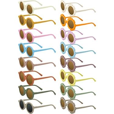 Imagem de Dunzy 16 pares de óculos de sol para crianças, lindos e redondos, lembrancinhas de festa para crianças, meninas, meninos, festas na praia, de 3 a 10 anos (cor candy)