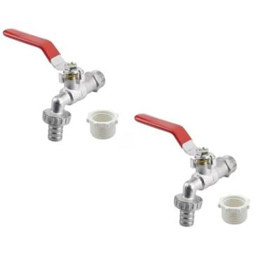Imagem de Torneira Esfera com Bico 1/2 x 3/4 Jardim Garagem Quintal Tanque 1/4 de Volta (02 Unidades)