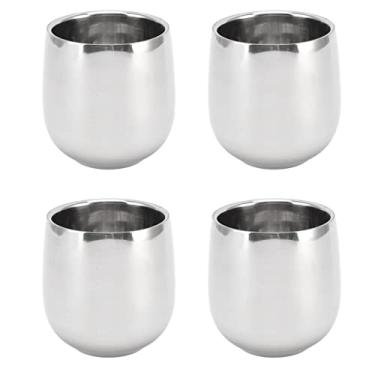 Imagem de QANYEGN Copo de café, canecas de café de aço inoxidável, isolamento de parede dupla evita escaldantes copo curvo para casa restaurante festa viagem acampamento