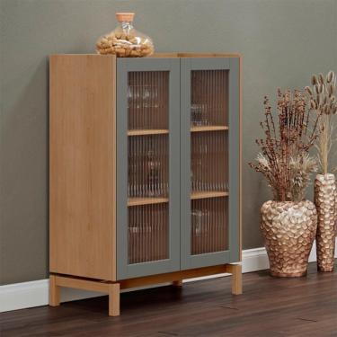 Imagem de Cristaleira 2 Portas Vidro Canelado 80 Cm 2156 Oak Ferrolack Milani Store