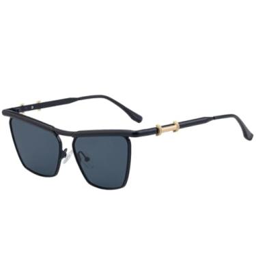 Imagem de Óculos de sol de metal estilo olho de gato, feminino, retrô, punk, masculino, para dirigir, para viagem, UV400 (preto, dourado, cinza)