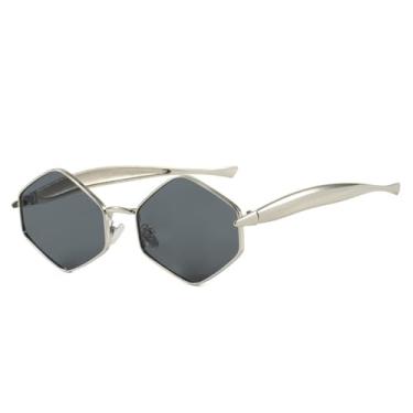 Imagem de Óculos de Sol Femininos Cat Eye Punk Metal com Proteção UV400 e Design Masculino para Esportes ao Ar Livre, Corrida e Ciclismo, Cinza Prateado