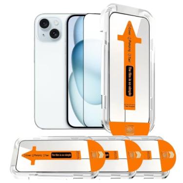 Imagem de Película protetora de tela de vidro temperado 9H+ para iPhone 14 Pro/15/16 [grau militar à prova de estilhaçamento] 14 Pro, cobertura total, antiimpressões digitais, 4 pacotes