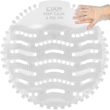 Imagem de Desodorizador de tela de mictório (pacote com 12) Proteção contra odores para banheiros no escritório, escolas, restaurantes, banheiro, TRANSPARENTE anti-respingos - 12 bolos de mictório + 12 luvas