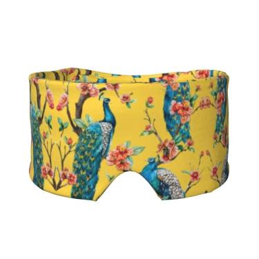 Imagem de Linda máscara para dormir com estampa de pavão para olhos e orelhas, respirável, ajustável, blecaute, venda, confortável