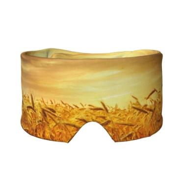 Imagem de Máscara de proteção para olhos e orelhas com estampa de campo de trigo, respirável, ajustável, blecaute, confortável