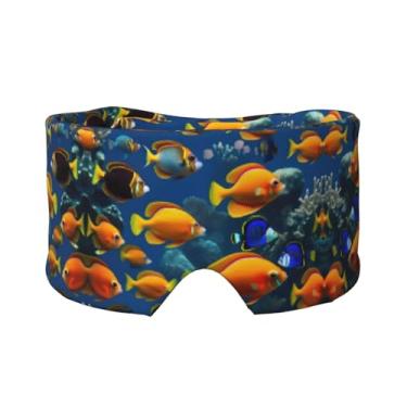Imagem de The Underwater World Máscara para dormir com estampa de peixe tropical para olhos e orelhas, respirável, ajustável, blecaute, venda, confortável