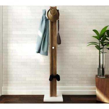 Imagem de Cabideiro Mancebo De Chão Multiuso Az1018 Branco Nogal Branc - TECNO M