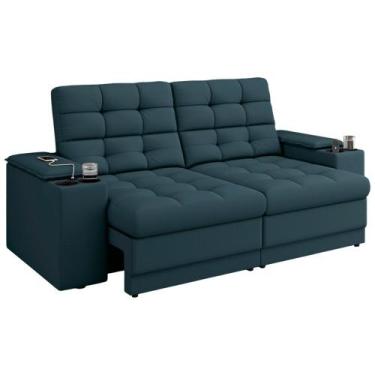 Imagem de Sofá Best House Confort 3 Lugares Retrátil e Reclinável, PETROLEO