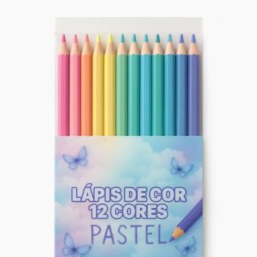 Imagem de Lápis De Cor Pastel Kit Com 12 Cores Madeira Hexagonal Fácil De Apontar Cores Suaves Uso Escolar E Artístico