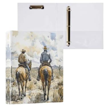 Imagem de STAYTOP Organizador de fichário redondo de caubói do deserto norte-americano, fichário de 3 anéis com prancheta (carta A4), fichário fofo para material de escritório escolar