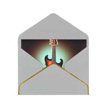 Imagem de SKKNT Cartões comemorativos com impressão de instrumento musical de guitarra baixo para todas as ocasiões, convites de festa de aniversário de casamento, 12,7 x 15,2 cm
