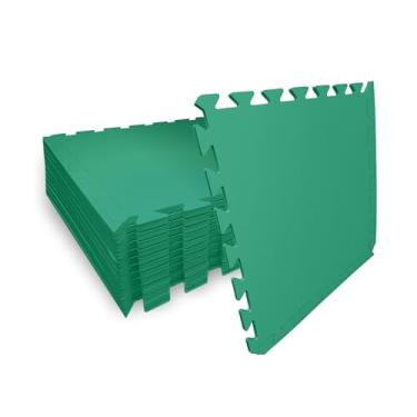 Imagem de SELLER Tapete de Encaixe em EVA – 12 peças 50×50 cm, 5mm espessura, superfície antiderrapante, modular tipo quebra-cabeça, com bordas, piso infantil, academia, brinquedoteca, proteção contra impacto e conforto (Verde)