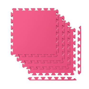 Imagem de SELLER Tapete de Encaixe em EVA – 4 peças 50×50 cm, 5mm espessura, superfície antiderrapante, modular tipo quebra-cabeça, com bordas, piso infantil, academia, brinquedoteca, proteção contra impacto e conforto (Vermelho)