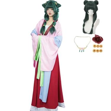 Imagem de JQAFVZO Maomao Cosplay Fantasia feminina plus size ajustável rosa Hanfu vestido diário de farmacêutico conjunto cosplay Halloween (rosa, PP)