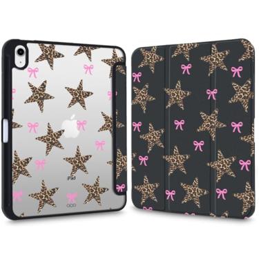 Imagem de VibrantFruitique Y2k Capa impressa para iPad (A16) 11ª geração 2025 11 polegadas/10ª geração 2022 10,9 polegadas com laço rosa estrela capa híbrida transparente, com suporte para lápis, suporte de