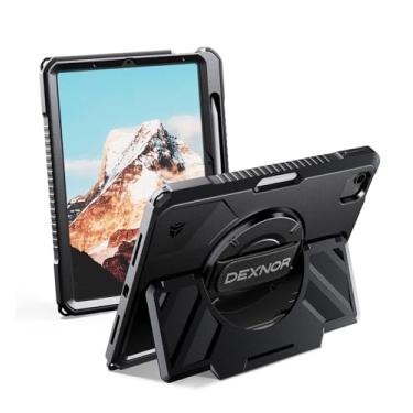 Imagem de Dexnor Capa para iPad Air 11 polegadas M3/M2, iPad Air 5ª/4ª geração 11 polegadas capa robusta com alça de mão giratória de 360°, suporte e protetor de tela e suporte de lápis, capa completa à prova