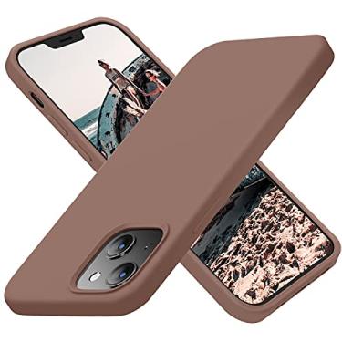 Imagem de Cordking Projetado para iPhone 13, capa para iPhone 14, capa protetora de silicone ultra fina à prova de choque com [forro de microfibra macio anti-riscos], 15,5 cm, marrom claro