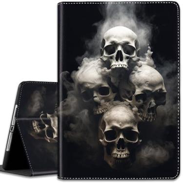 Imagem de Capa para iPad (A16) 11ª geração 11 polegadas 2025 / iPad 10ª geração 10,9 polegadas 2022, capa fina com suporte inteligente multi-ângulo com função hibernar/despertar automática, cabeça de caveira