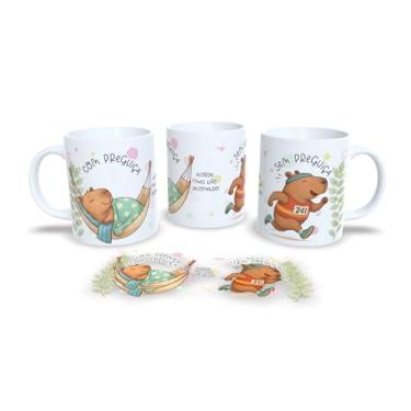 Imagem de Caneca de Cerâmica com Urso Professor, Frase Motivacional Educação, Design Aquarela Colorido Azul Verde Bege, 325ml, Resistente a Microondas (24)