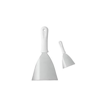 Imagem de Espátula Reta de Cozinha 5'', Aço Inox, Cabo Branco em Polipropileno, 23,5cm x 12cm, 175g, Profissional