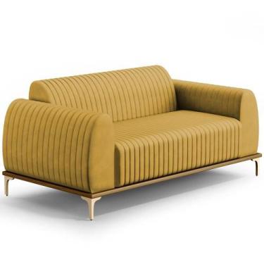 Imagem de Sofá 3 Lugares Molino 180 Cm Pés D'ouro Mostarda C-260 - LYAM DECOR
