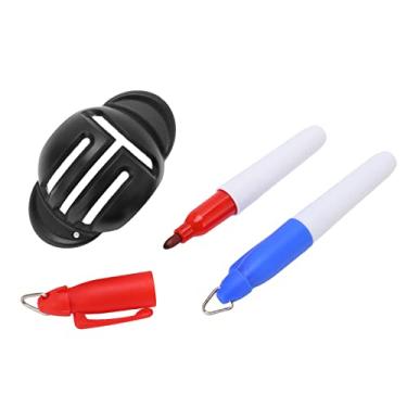 Imagem de KIMISS Estêncil de Marcador de Dispositivo de Desenho de Linha - Marcador de 3 Linhas de Pista Tripla para Alinhamento de Bola - Kit de de Bola Fácil de Usar Com 2 Canetas Coloridas (Preto)