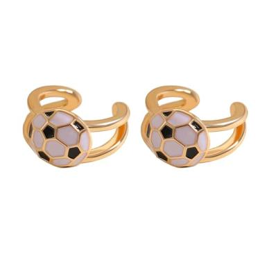 Imagem de Brincos de bola de futebol com clipe de bola de futebol delicados minúsculos brincos de basquete softball, brincos de bola esportiva leve para mulheres, joias de jogos, Cobre, Sem pedra preciosa