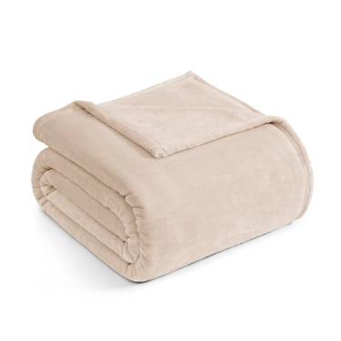 Imagem de Casa Platino Cobertor King – Manta de lã bege 108 x 90 para cama ou sofá – Cobertor de flanela leve e respirável para todas as estações – macio e elegante