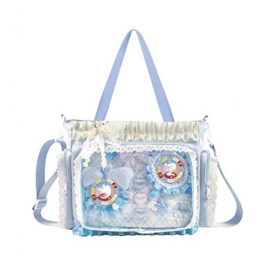 Imagem de KJEYOB Bolsa Ita, bolsa de exibição de pinos transparentes DIY com inserção e acessórios, bolsa transversal anime Kawaii Ita, bolsas de ombro femininas Y2K, Azul, Medium, Moderno