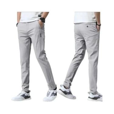 Imagem de Calças Casuais Masculinas Ultra-finas E Elásticas, Estilo Slim, Respir