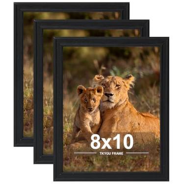 Imagem de TKYGU Conjunto de 3 porta-retratos 20 x 25, moldura de madeira de estilo moderno, preto, 20 x 25 cm, porta-retratos para galeria de parede, tampo de mesa ou parede, melhor presente