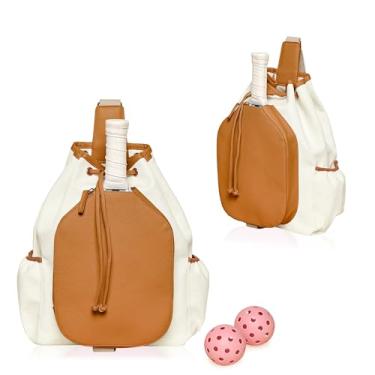 Imagem de Mini Momo Mochila tiracolo durável Pickleball para mulheres - grande capacidade e design elegante (marrom)