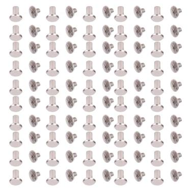 Imagem de Yinhing Parafuso Rebites M3.5 Parafusos de Ligação Premium Liga de Aço Inoxidável Fixadores de Cabeça Redonda Plana para Couro do Plutônio Diy Artesanato 50 Conjuntos 4.5x8x9mm