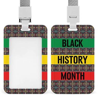 Imagem de Cordão I Am Black History Month para porta-crachá de identidade, protetor de cartão de identificação, etiquetas verticais, porta-crachás, capa para professor, enfermeira, trabalho, escritório