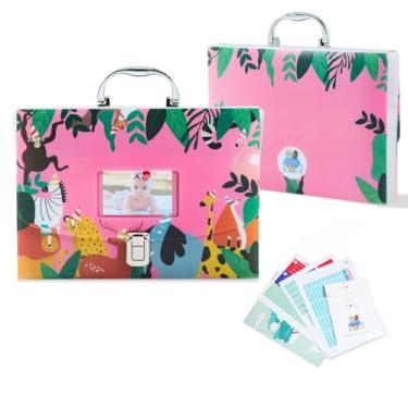 Imagem de BLUSHY BABY Organizador de arquivos de bebê com 12 bolsos para meninos ou meninas, nosso organizador de papelada para bebês com alça de metal prata, cadeado, documentos de gravidez, pasta de registro