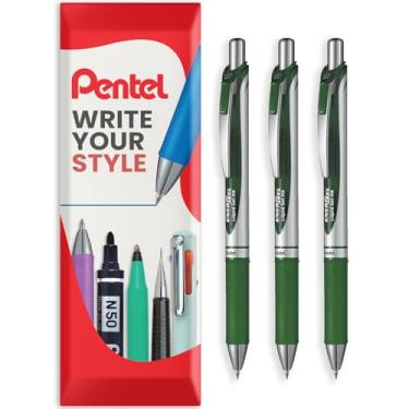 Imagem de Pentel Caneta de tinta gel líquida retrátil EnerGel XM BL77 – 0,7 mm – 54% reciclada – Pacote com 3 – Verde floresta