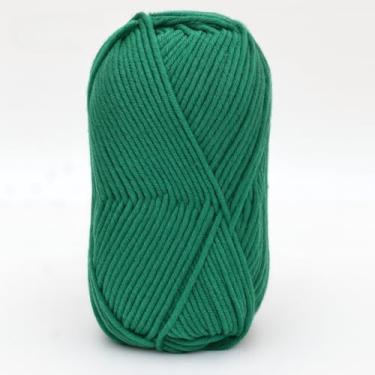 Imagem de Fio de algodão de leite de 4 camadas para crochê – fio de tricô macio para amigurumi, chinelos, cobertores e projetos de artesanato DIY (22 verde-esmeralda)