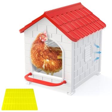 Imagem de Caixas de nidificação para galinhas - Caixa de plástico impermeável para colocar ovos com almofadas laváveis, fácil de montar para montagem na parede ou no solo, acessórios para galinheiros internos