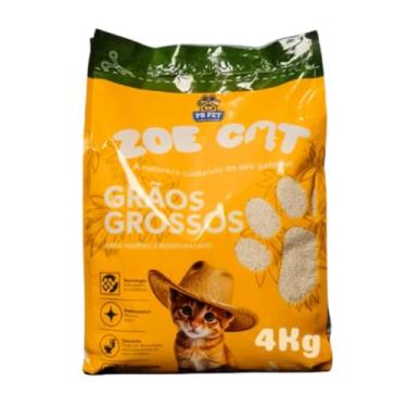 Imagem de Areia Para Gatos Grãos Grossos ZoeCat Biodegradável de Mandioca Natural Aglutinante 4kg Sem Conservantes Recomendado por Veterinários