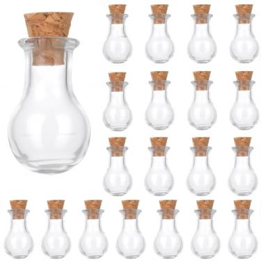 Imagem de SUNNYCLUE 1 caixa, 20 peças, mini garrafas de vidro com rolhas, pequenos frascos de vidro, pequenos frascos com rolhas de cortiça, recipiente de armazenamento para garrafa de desejos, mini frascos